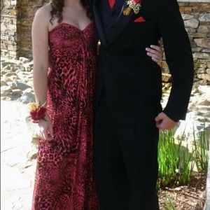 Strapless red formal dress